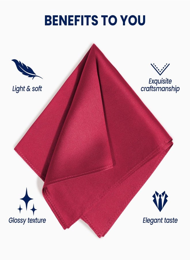 Selected Hanky 100% Pure Silk Pocket Square Solid Burgundy - Image 4